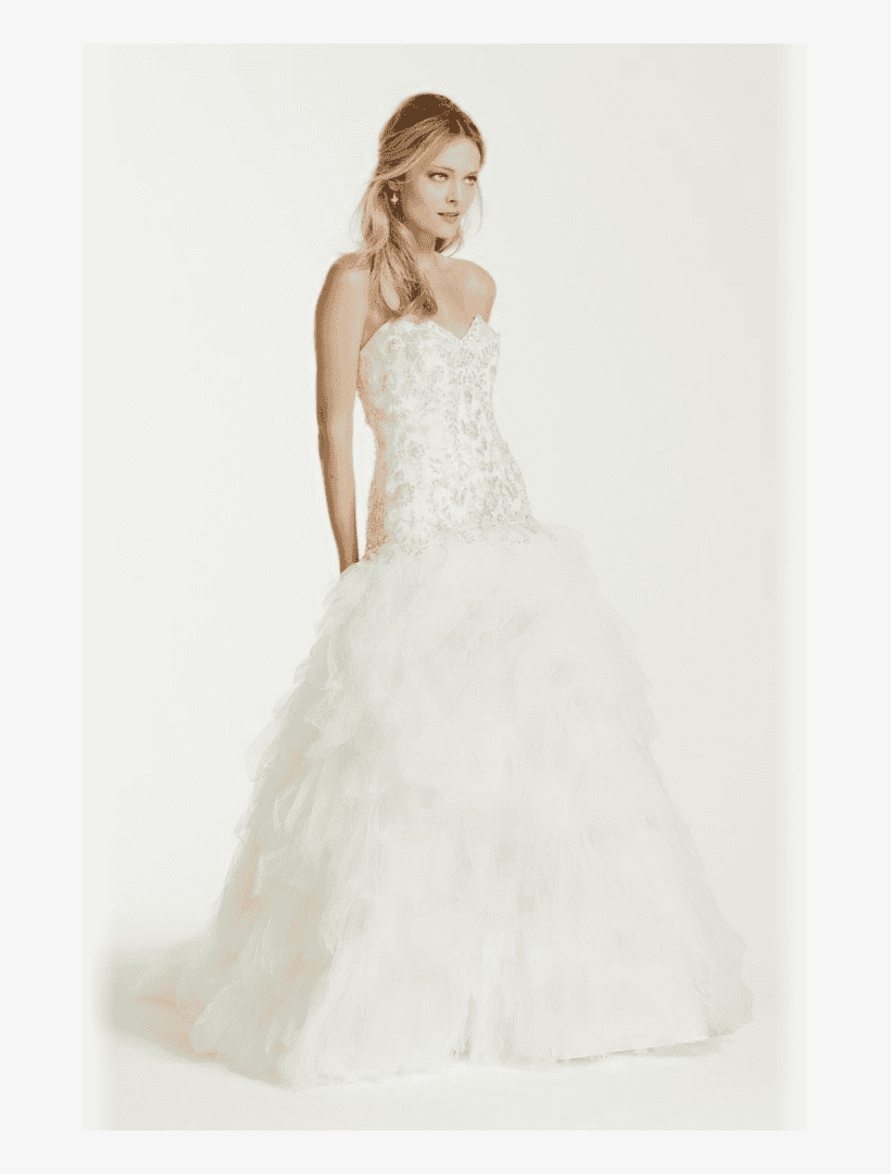 Strapless Wedding Dress W/ Beaded Lace - Wedding Dress, transparent png