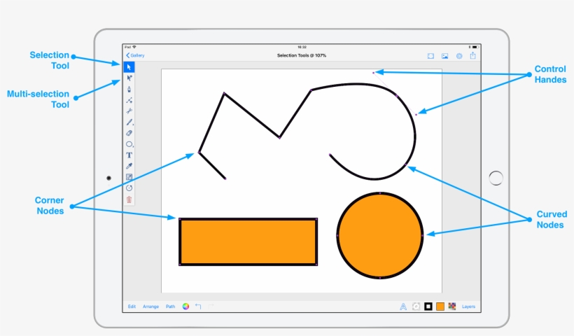 Inkpad Selection Tools And Vector Anchors - Diagram, transparent png