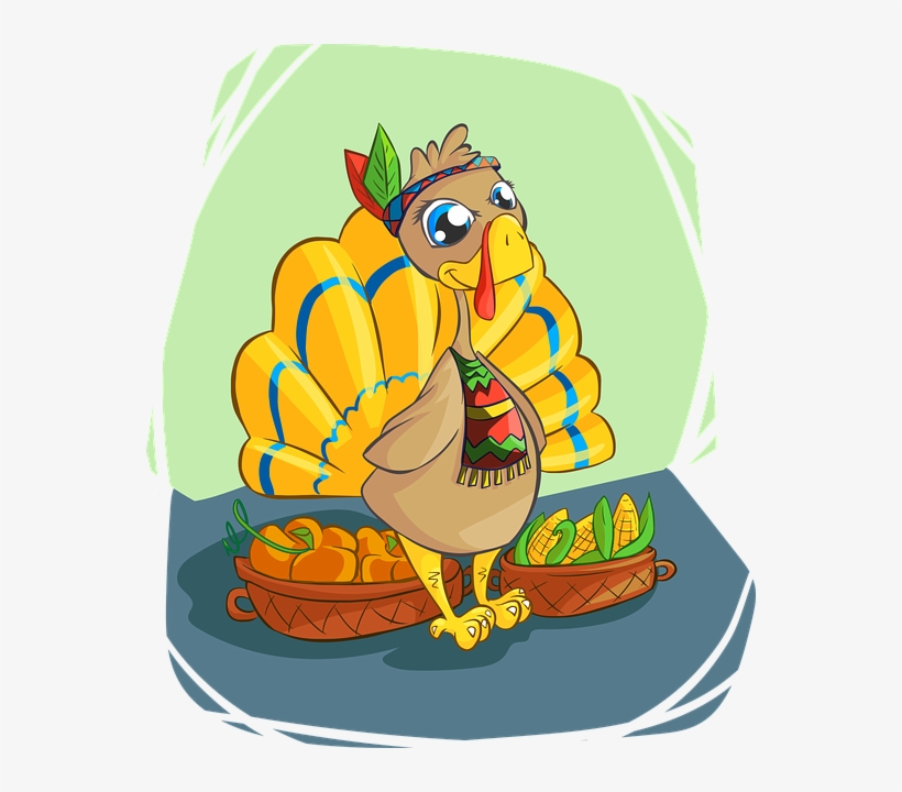 Turkey, Indian, Corn, Apples, Cute, Smile, Color - Thanksgiving, transparent png