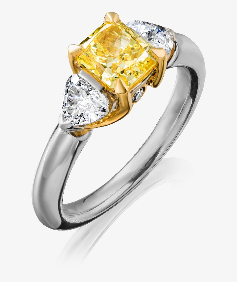 Natural Fancy Vivid Yellow Diamond Ring With Heart - Pre-engagement Ring, transparent png