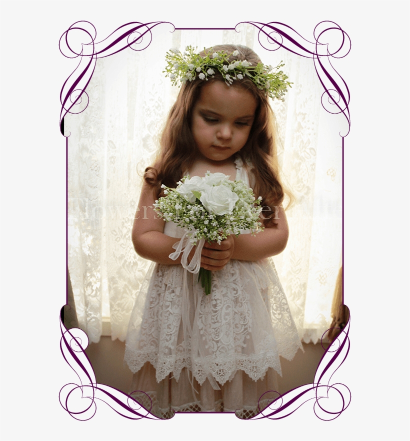 Andrea White Flower Girl Posy Flowers For Ever After - Loose Wedding Bouquets With Peonies, transparent png
