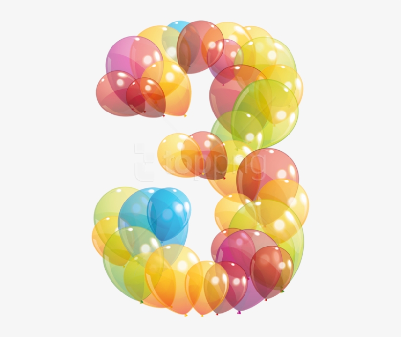Free Png Download Transparent Three Number Of Balloons - Numbers In Balloon Png, transparent png