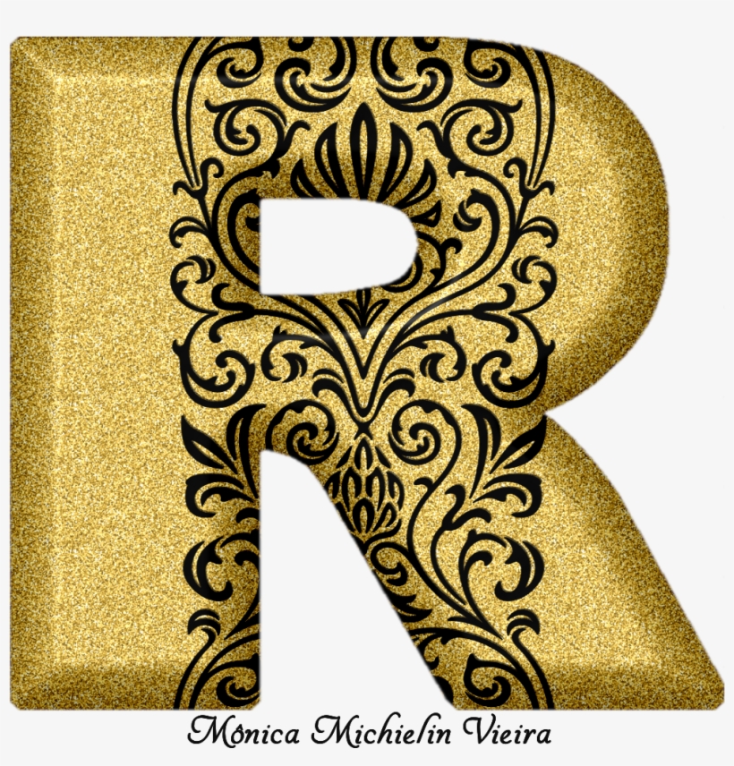 Alfabeto Glitter Dourado Com Ornamentos Png, Glitter - Invitation, transparent png