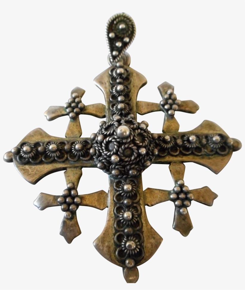 Sterling Jerusalem Intricate Pendant - Cross, transparent png