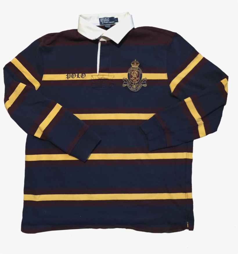 Vintage Ralph Lauren Polo Rugby Maroon/navy/yellow - Polo Shirt, transparent png