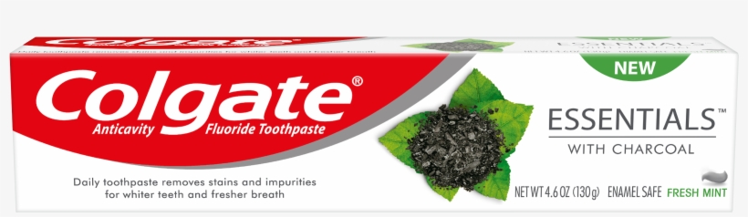 Colgate Essentials With Charcoal Toothpaste, - Colgate, transparent png