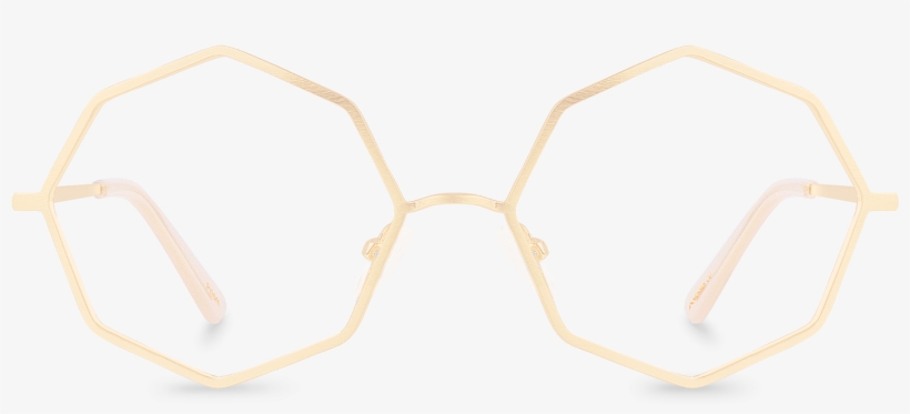 Front View Of Prism Oval Glasses Made From Gold Metal - Symmetry, transparent png