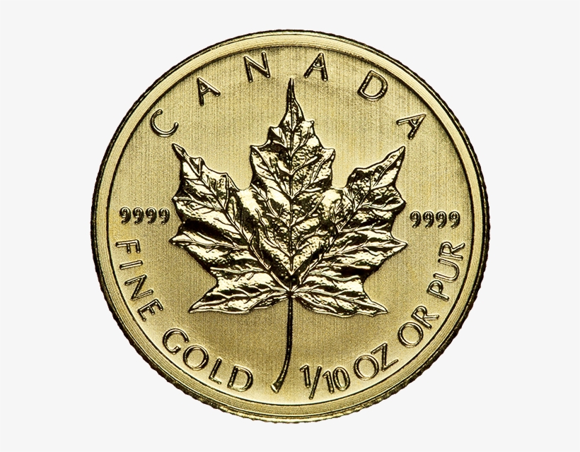 1/10 Oz Gold Canadian Maple Leaf - 1 10 Oz Gold Canada, transparent png