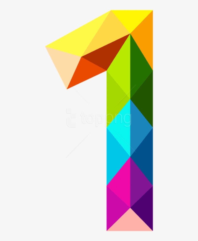 Free Png Download Colourful Triangles Number One Clipart - Number Png, transparent png
