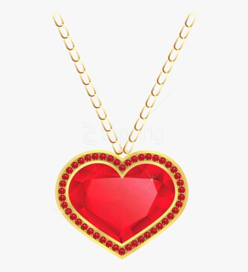 Free Png Red And Gold Heart Pendant Png - Gold Heart Pendant Png, transparent png