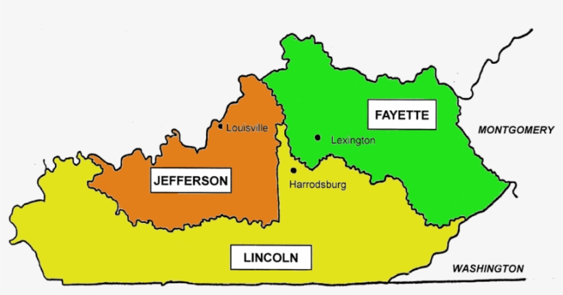 By 1776, Kentucky County Had Been Split Into Jefferson, - Map, transparent png