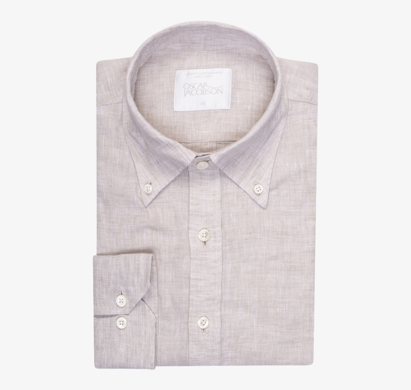 Oscar Jacobson Hubert Button Down Linen Shirt Beige - Button, transparent png