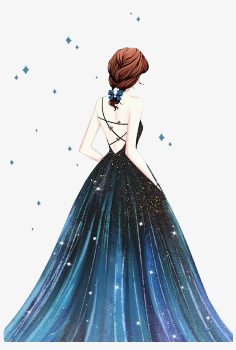 dress blue quinceañera party doll girl model Illustration