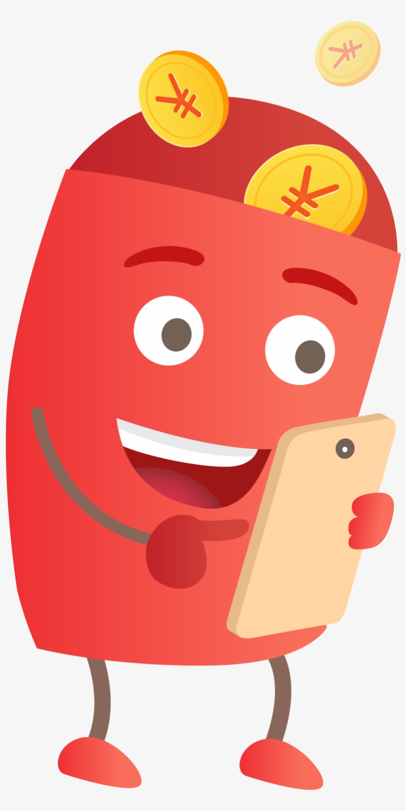 开心玩手机的红包- Red Envelope, transparent png