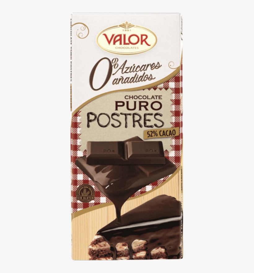 Valor Pure Dessert Dark Chocolate For Baking 0% Sugar - Valor Chocolate, transparent png