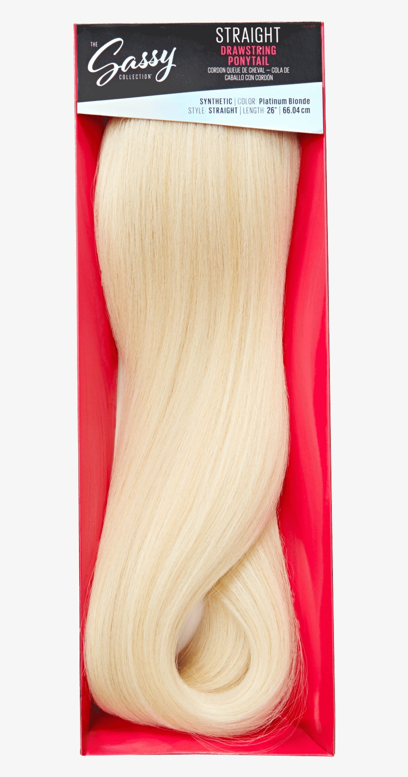 Straight Platinum Blonde 26 Inch Drawstring Ponytail, transparent png