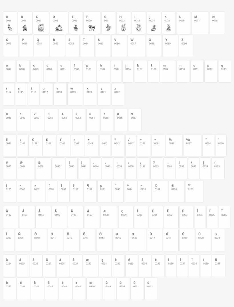 Baby's Breath Easter Character Map - Lassus Font Character Map, transparent png