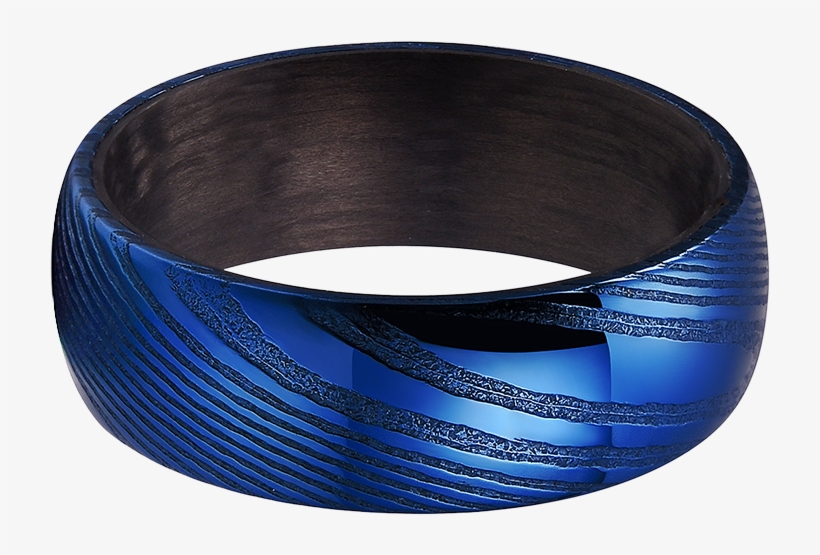King Will Warriors™ 8mm Blue Damascus Ring With Black Bangle