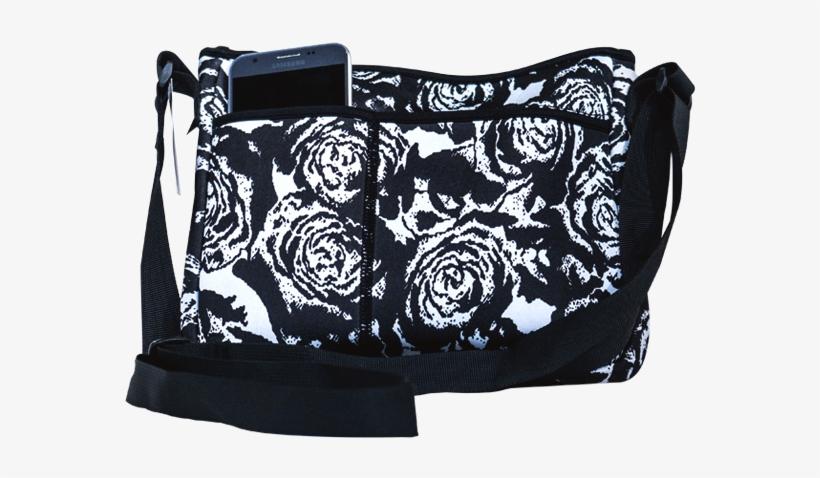 Black & White Rose - Nupouch 0191 Roses Neoprene High Tech Crossbody Purse, transparent png