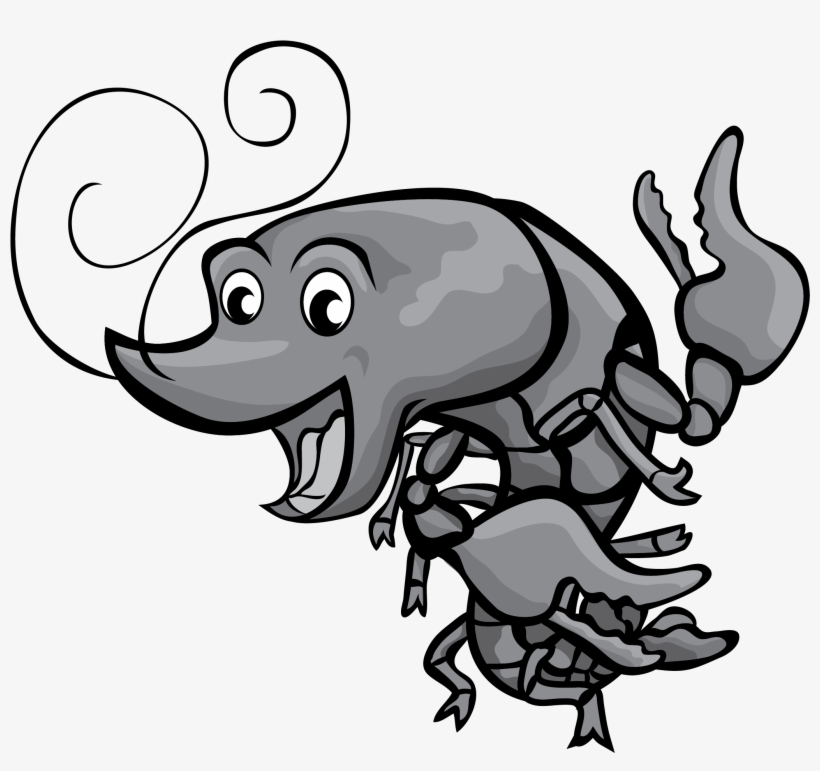 Grey Happy Crawfish Clip Art - Download, transparent png
