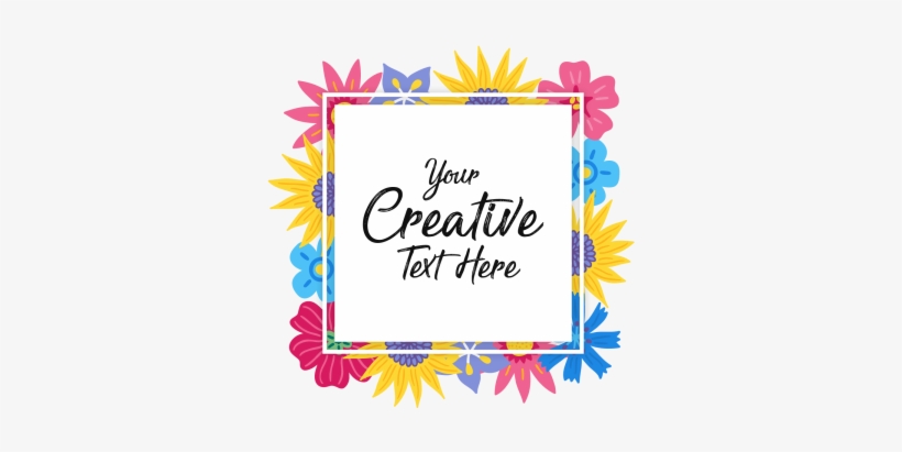 Abstract Creative Flowers Badge With Typography, Colorful, - Cornice Bicolor Blu E Azzurro 10 X 15 Cm, transparent png