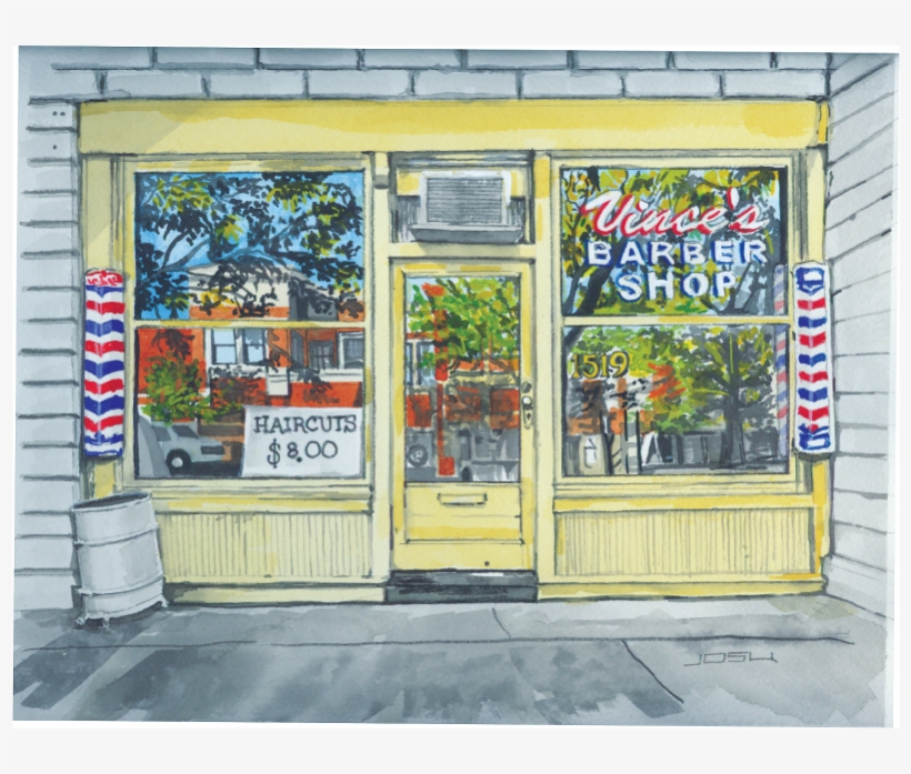 Vince's Barber Shopwatercolor By Josu Landaluce - Poster, transparent png