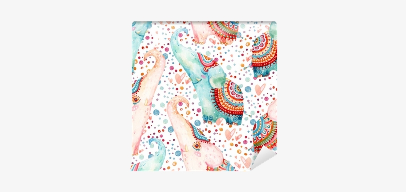 Watercolor Lovely Elephants On Subtle Background With - Eponj Home 3d Nevresim Seti Pamuk Tek Kişilik Filet, transparent png