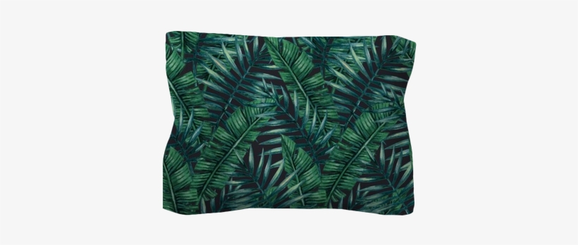 Watercolor Tropical Palm Leaves Seamless Pattern - Fashion Tropical Jungle Dial Mesh Stainless Steel Strap, transparent png