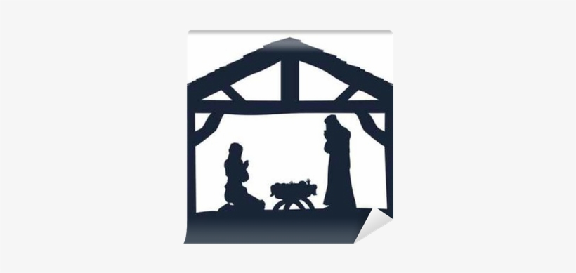 Christian Nativity Christmas Scene Silhouettes Wall - Christian Christmas Shirt Nothing Is Impossible With, transparent png