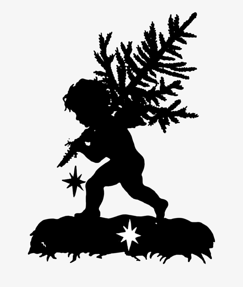 Silhouette Of Angel Carrying A Christmas Tree - Wallpaper, transparent png