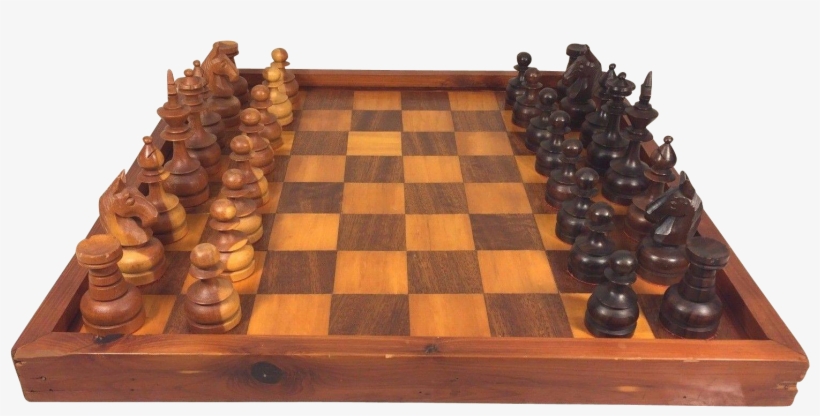 Carved Wooden Set W Inlaid Wood Game - Chessboard, transparent png