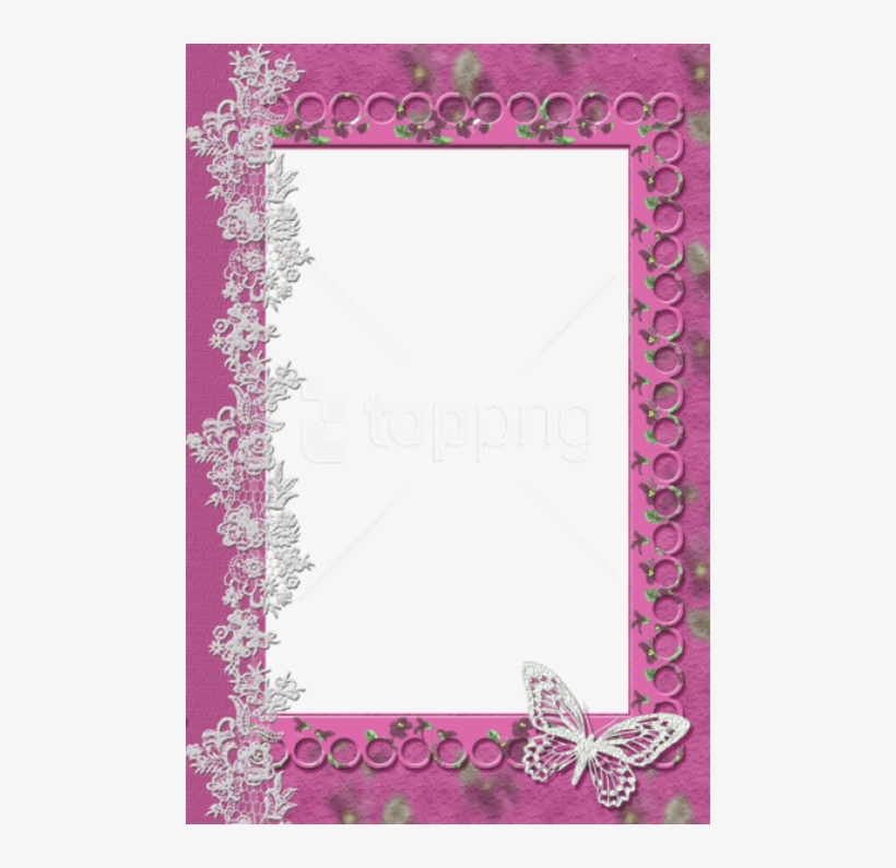 Free Png Pink Transparent Frame With Lace Butterfly - Transparent Lace Pink Border, transparent png
