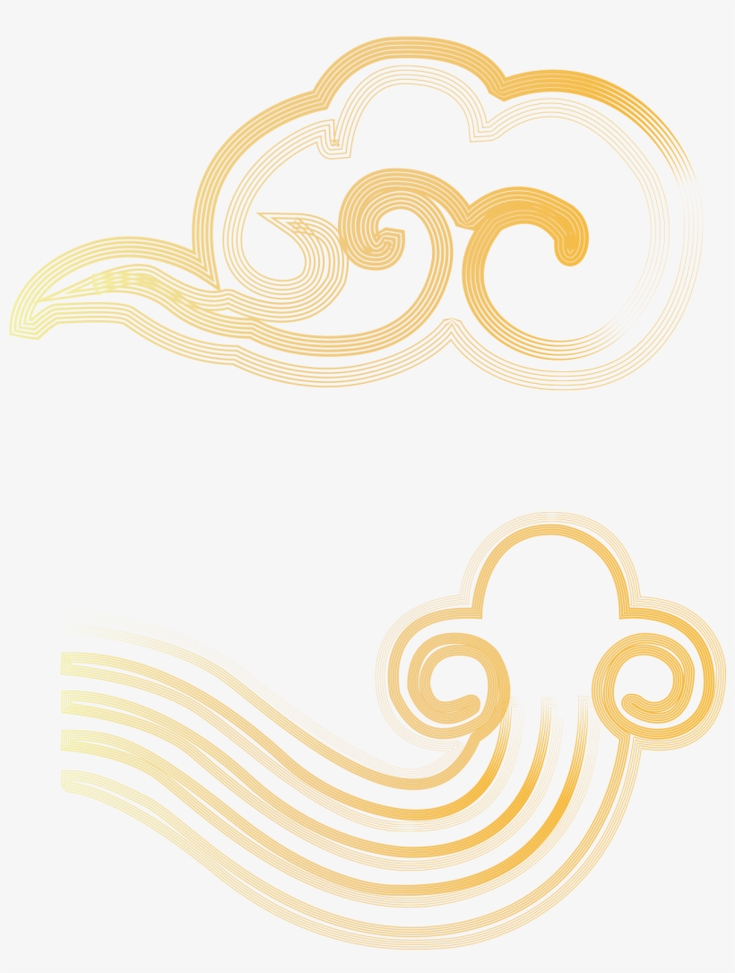 Estilo Chino Líneas Nubes Degradados Png E Imagen Vectorial - Illustration, transparent png