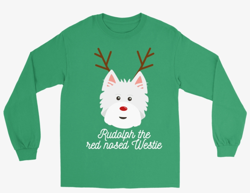 Rudolph The Red Nosed Westie Long Sleeved Tee - Shirt, transparent png