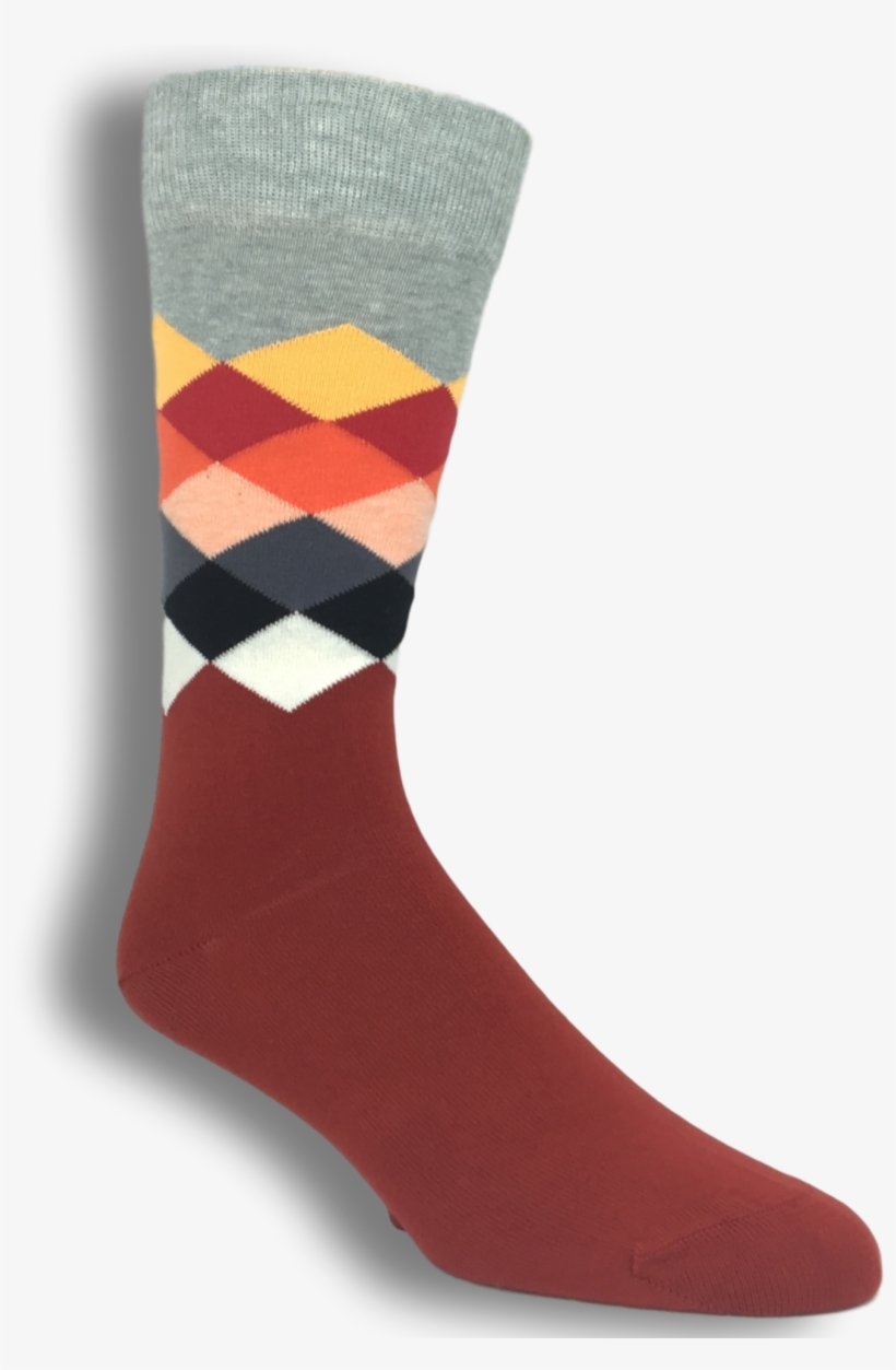 Grey, Red, And White Faded Diamond Socks By Happy Socks, transparent png