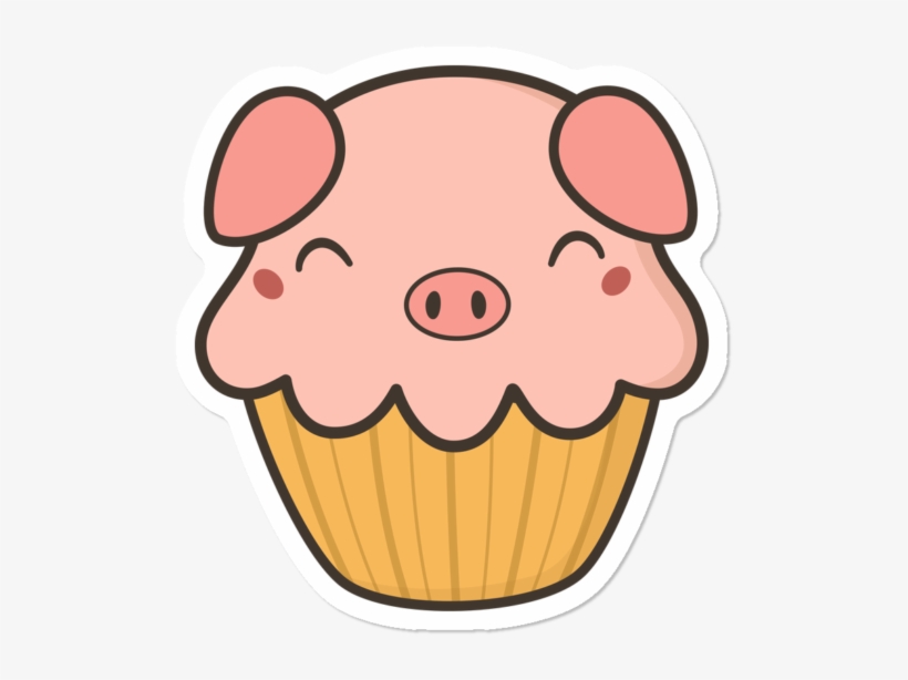 Cute Kawaii Pig Cupcake - Kawaii, transparent png
