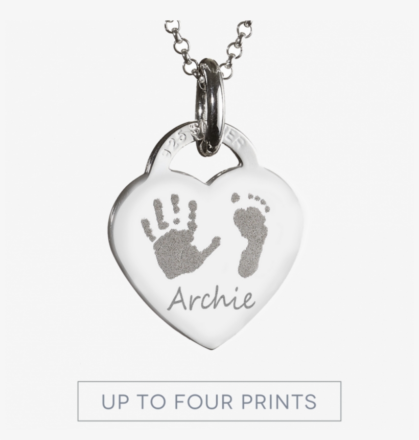 Engraved Handprint Or Footprint Heart Necklace Hand - Locket, transparent png