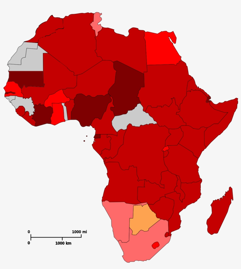 African Union Member States By Corruption Index - Africa Map Silhouette, transparent png