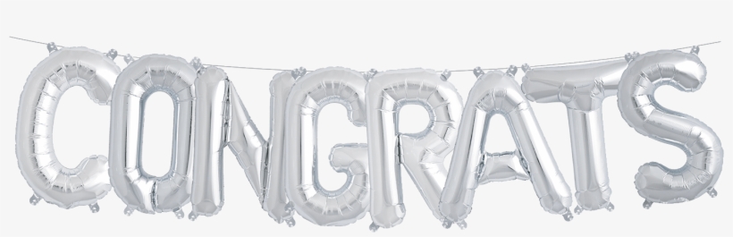 Congrats 16" Letter Balloons Silver - Globos Congrats, transparent png