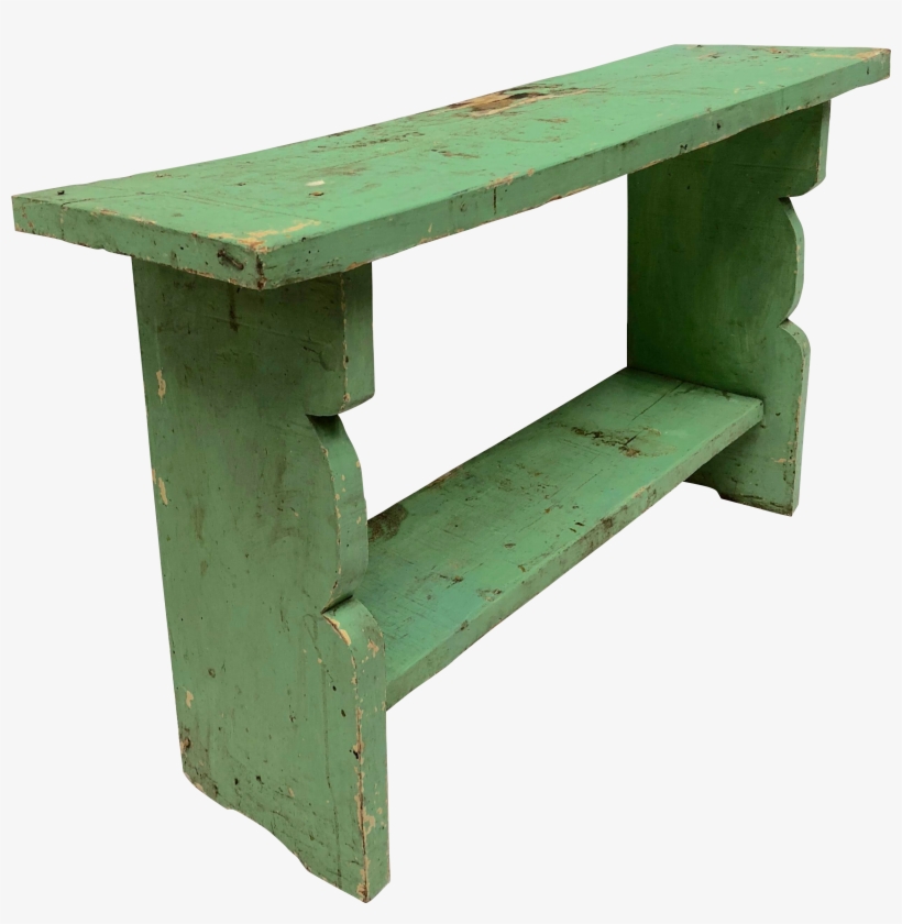 1800s French Country Farmhouse Painted Bucket Bench - Shelf, transparent png