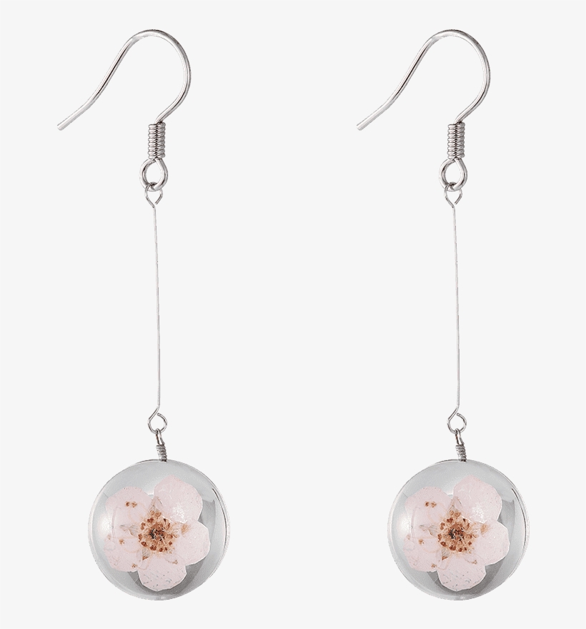 Zegl Transparent Orbs With Flowers Dangle Earrings - Earrings, transparent png