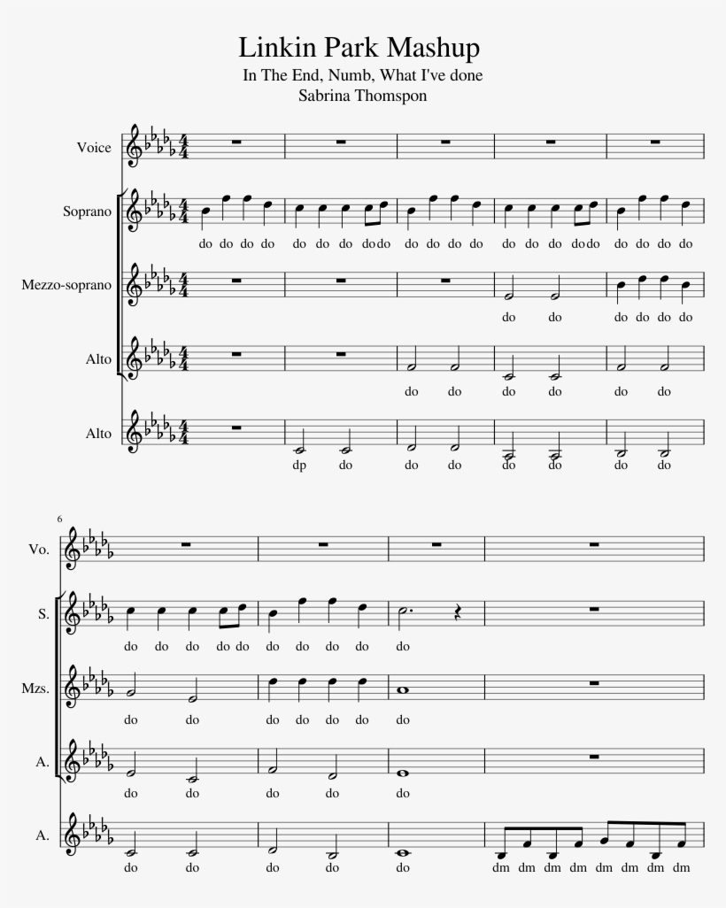 Linkin Park Mashup Sheet Music 1 Of 11 Pages - Sheet Music, transparent png