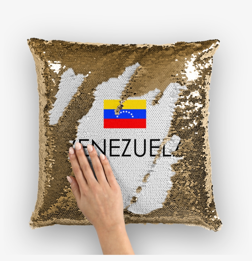 funda De Cojín De Lentejuelas Good Vibes Venezuela - Face Sequin Designs, transparent png