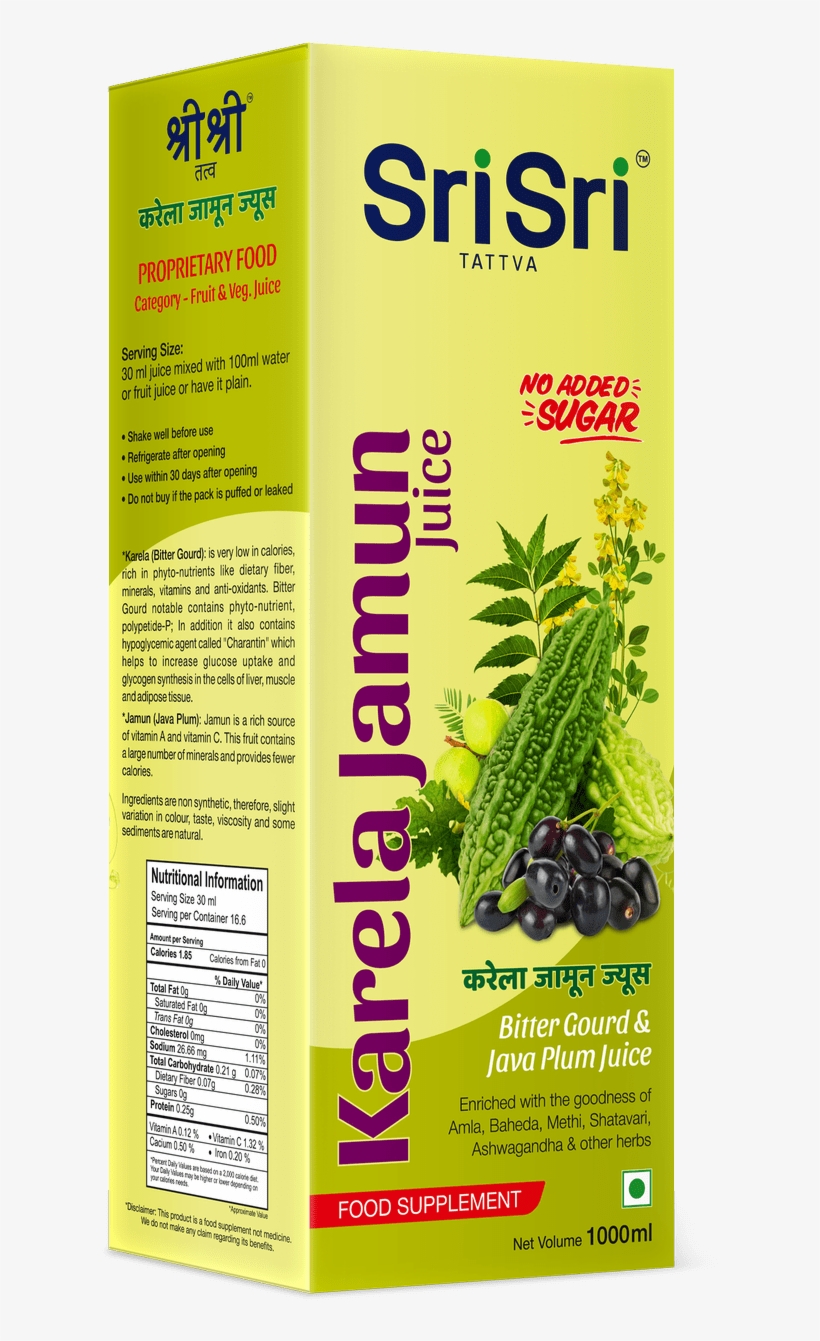 Sri Sri Tattva Karela Jamun Juice - Sri Sri Karela Jamun Juice, transparent png