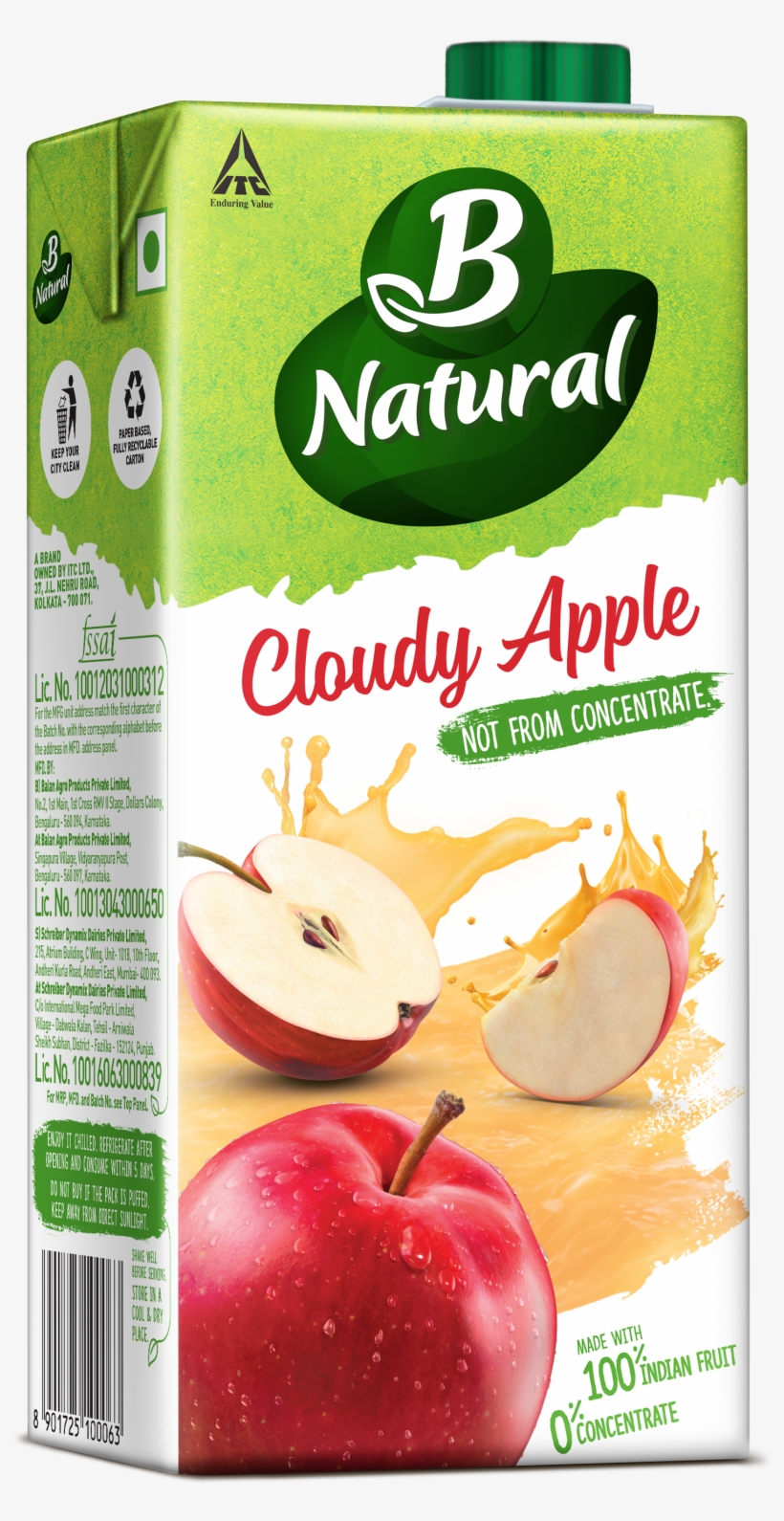 B Natural Cloudy Apple Drinks - Juicebox, transparent png