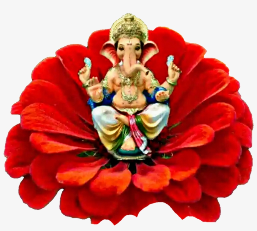 #lord #lordganesha #lordganesh #ganesha #red #redflower - Ganesh Ji With Flower, transparent png