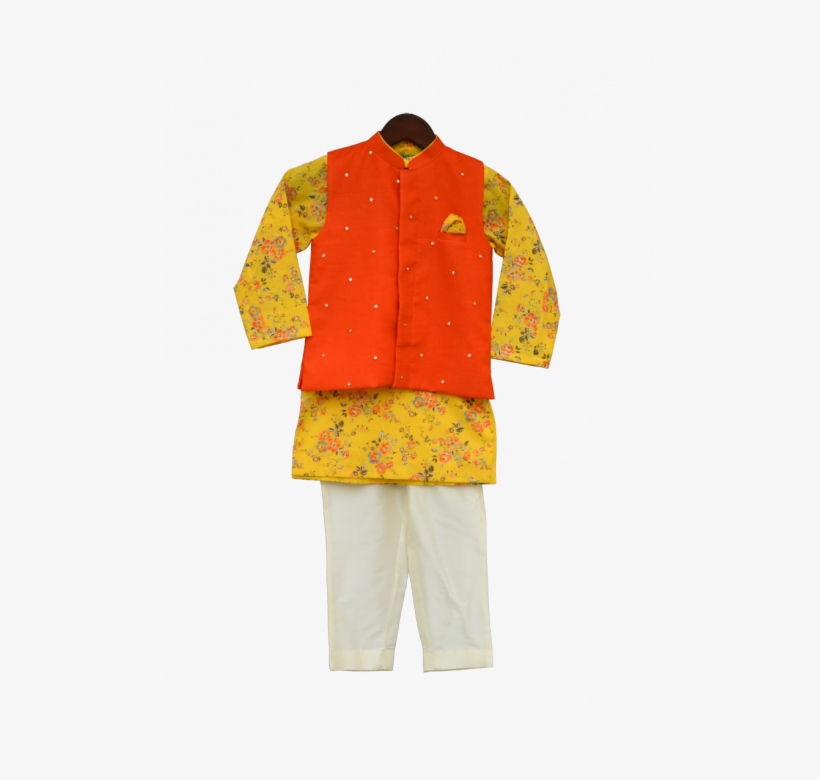 orange nehru jacket with printed kurta churidar churidar 489x700 png download pngkit pngkit