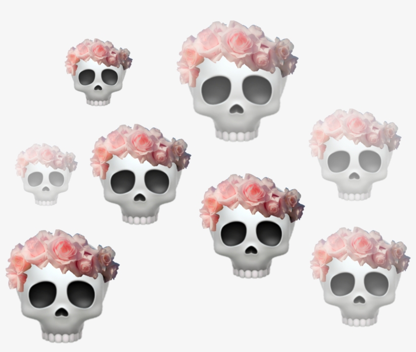 Emoji Crown Skeleton Skull Tumblr Heartcrown Roses - Skull, transparent png