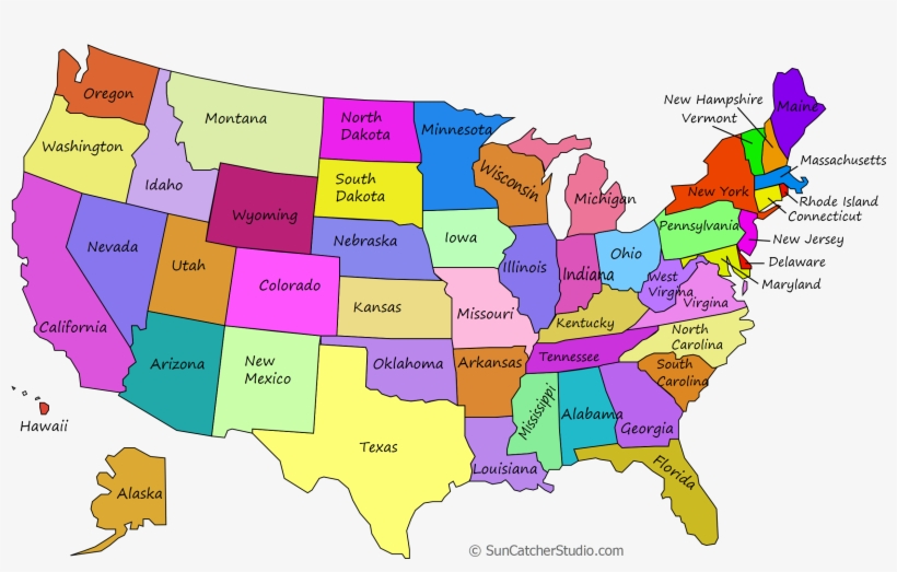 Print / Save - Labeled Maps Of The United State, transparent png