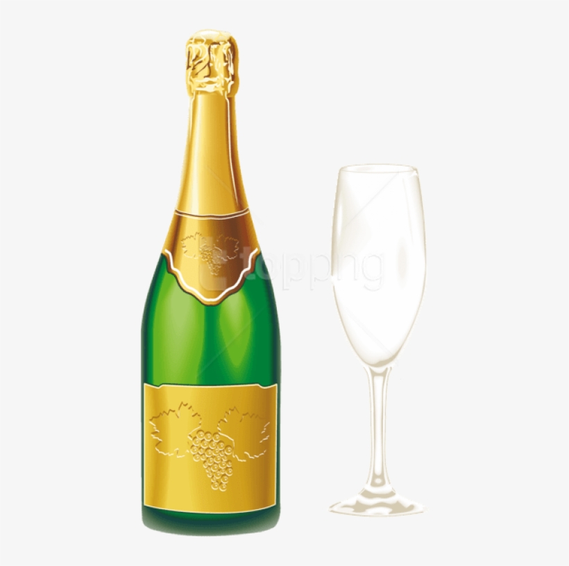 Free Png Champagne With Glass Png - Champagne Bottle Vector Png, transparent png